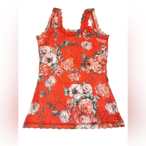 Hanky Panky Holiday Blossom Classic Lace Cami in Red Size Small - Picture 5 of 7